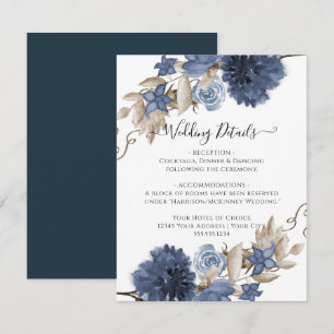 Information om Dusty Blue Navy Blommigt Watercolor Inbjudningar