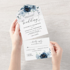 Information om Dusty Blue Navy Slate Blommigt Bröl