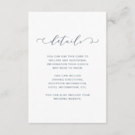 Information om Dusty Blue och White Bröllop Tilläggskort