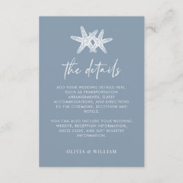 Information om Dusty Blue Starfish Beach Wedding Tilläggskort