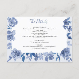 Information om Dusty Blue Watercolor Blommigt Bröl Tilläggskort