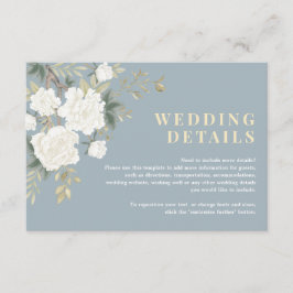 Information om Dusty Blue White Chinoiserie Bröllo Tilläggskort