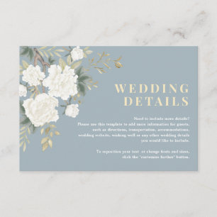 Information om Dusty Blue White Chinoiserie Bröllo Tilläggskort