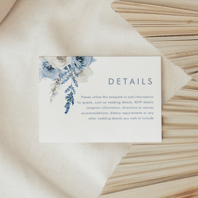 Information om Dusty Blue & White Flowers Bröllop Tilläggskort (Skapare uppladdad)
