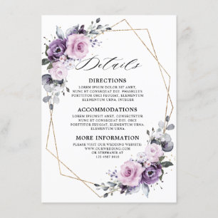Information om Dusty Lila Blooms Geometric Bröllop Tilläggskort