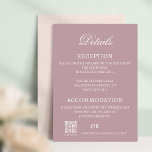Information om Dusty Ro Bröllop-kort Rådkort<br><div class="desc">Ange tonen för din romantiska dammiga ro bröllop med den här eleganten och sofistikerade detaljkort. Den mjuka, mumlade nyansen av dammiga ro är perfekt för att skapa en varm och inbjudande atmosfär, medan kortens tidslösa utformning kommer att garantera att dina gäster informeras om alla viktiga detaljer i din stora dag....</div>