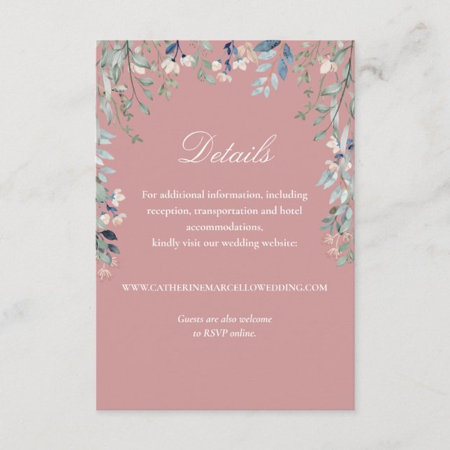 Information om Dusty Ro Elegant Blommigt Cascade B Tilläggskort (Framsida)