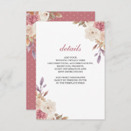 Information om Dusty Ro Rosa Ivory Blommigt Bröllo Tilläggskort
