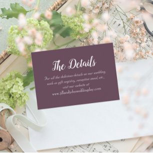Information om Eggplant Simple Stil Bröllop Tilläggskort