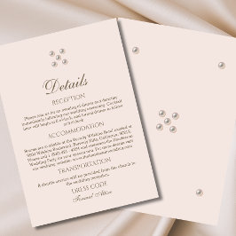 Information om elegant Beige Rosa Pearl Bröllop Tilläggskort