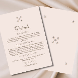 Information om elegant Beige Rosa Pearl Bröllop Tilläggskort
