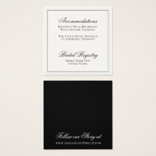 Information om elegant Black and White Bröllop Fyrkantigt Visitkort