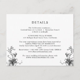 Information om elegant Black Botanical Löv Bröllop Tilläggskort