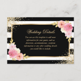 Information om elegant Black Guld Rosa Blommigt Br Tilläggskort