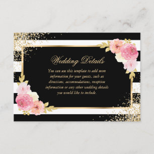 Information om elegant Black Guld Rosa Blommigt Br Tilläggskort