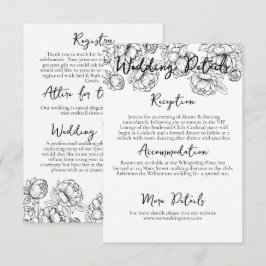 Information om elegant Black White Boho Blommigt B Tilläggskort