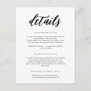 Information om elegant Black & White Calligraphy B Tilläggskort
