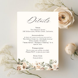Information om elegant Blommigt Bröllop Tilläggskort