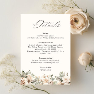 Information om elegant  Blommigt Bröllop Tilläggskort