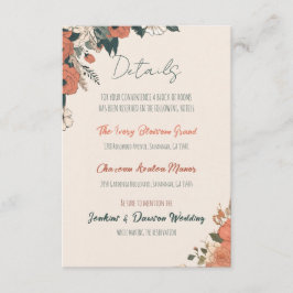 Information om elegant Blommigt Bröllop Tilläggskort