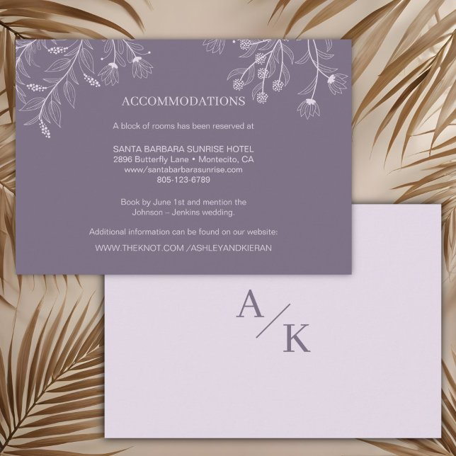 Information om elegant Blommigt Lavender Bröllop Tilläggskort (Skapare uppladdad)