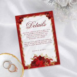 Information om elegant Blommigt Red och Guld Bröll Tilläggskort
