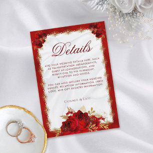 Information om elegant Blommigt Red och Guld Bröll Tilläggskort