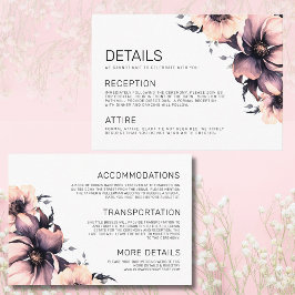 Information om elegant Blommigt Rosa Bröllop  Tilläggskort