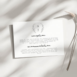 Information om elegant Blommigt Vapensköld Monogra Tilläggskort