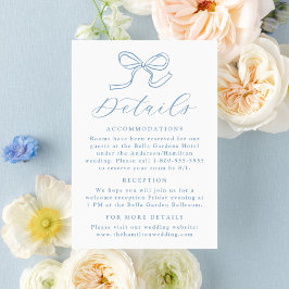 Information om elegant Blue Bow Bröllop Tilläggskort