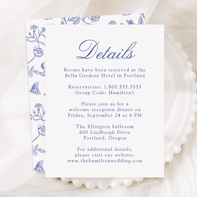 Information om elegant Blue Chinoiserie Blommigt B Tilläggskort (Skapare uppladdad)