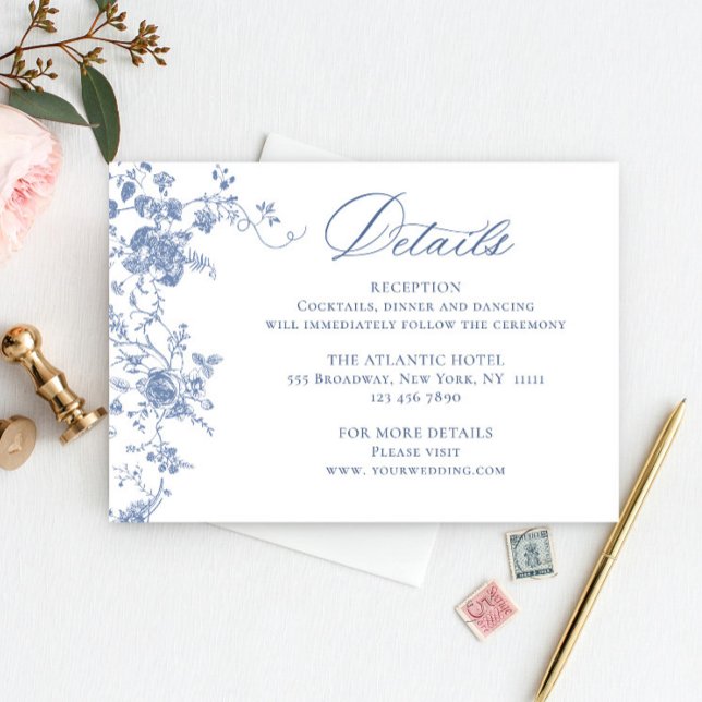 Information om elegant Blue Fransk Garden Blommigt Tilläggskort (Skapare uppladdad)