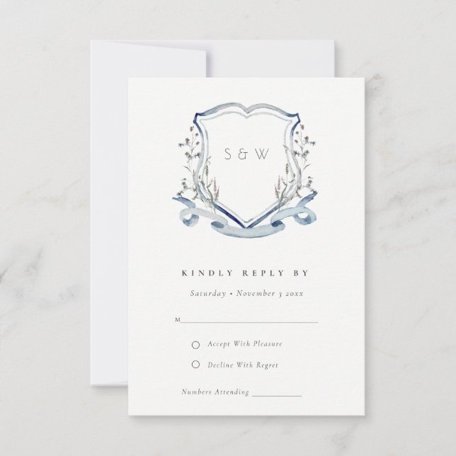 Information om elegant Blue Wildblomme Vapensköld  OSA Kort (Framsida)
