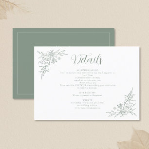 Information om elegant botaniskt monogram Sage Brö Tilläggskort