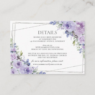 Information om elegant bröllop Lila Lilac Blommigt Tilläggskort