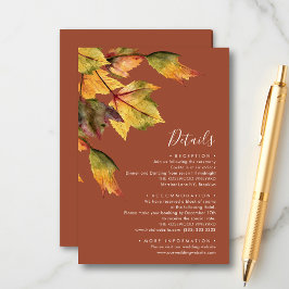 Information om elegant Brown Autumn Foliage Bröllo Tilläggskort