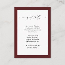 Information om elegant Burgundy Blommigt Bröllop Tilläggskort