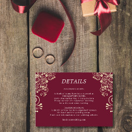 Information om elegant Burgundy Guld Bröllop Tilläggskort