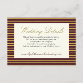Information om elegant Burgundy Guld Bröllop Tilläggskort