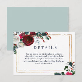 Information om elegant Burgundy Winter Ro Bröllop Tilläggskort