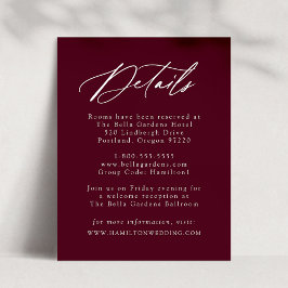 Information om elegant Calligraphy Burgundy Bröllo Tilläggskort