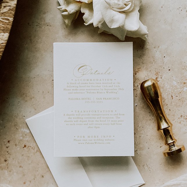 Information om elegant Calligraphy Guld Bröllop Tilläggskort (Skapare uppladdad)