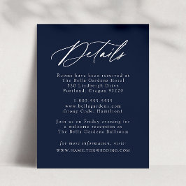 Information om elegant Calligraphy Navy Bröllop Tilläggskort