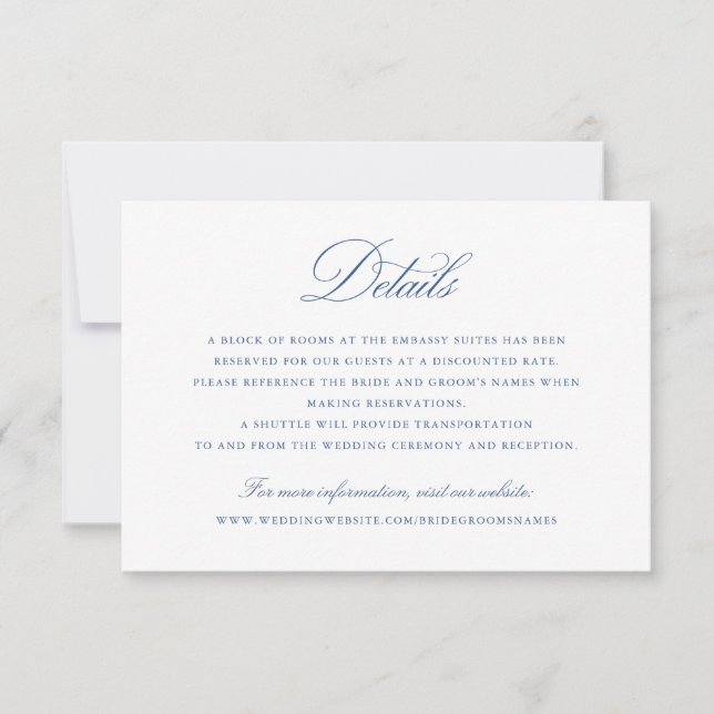 Information om elegant Calligraphy Script Blue Brö Inbjudningar (Framsida)