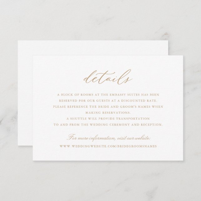 Information om elegant Calligraphy-skript Guld Brö Inbjudningar (Fram/baksida)