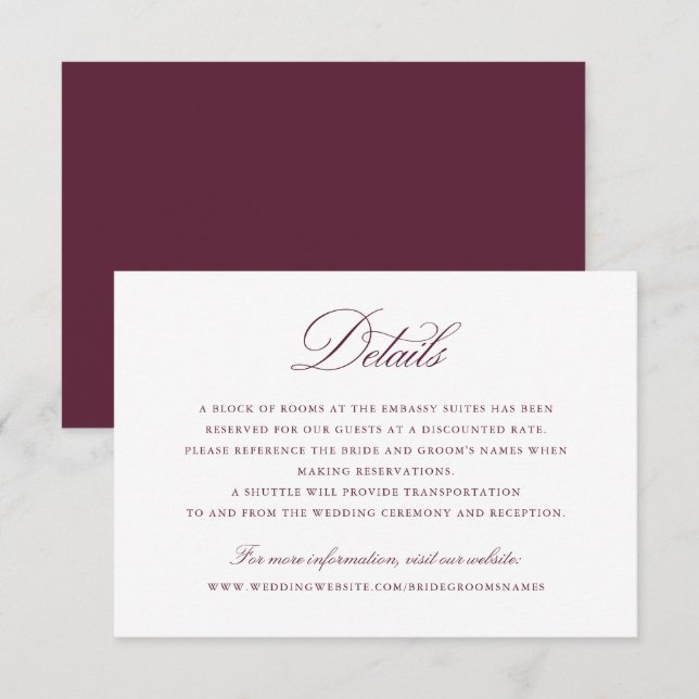 Information om elegant Calligraphy-skriptet Merlot Inbjudningar (Fram/baksida)