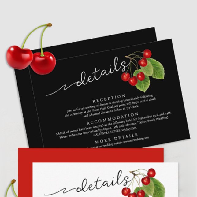 Information om elegant Cherries Black White Red Br Tilläggskort (Skapare uppladdad)