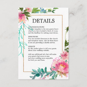 Information om elegant Chic Guld Rosa Blommigt Brö Tilläggskort