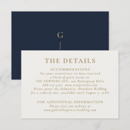 Information om elegant Chic Navy Blue Guld Bröllop Tilläggskort