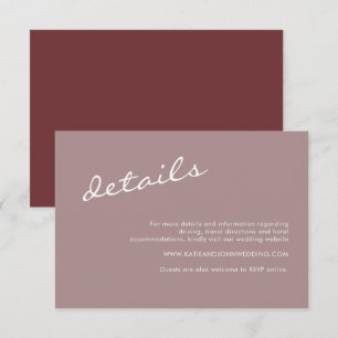 Information om elegant Cinnamon Ro Script Bröllop Tilläggskort
